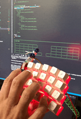 テスト用自作キーボードでトラックボールで範囲選択したところ（GIF）