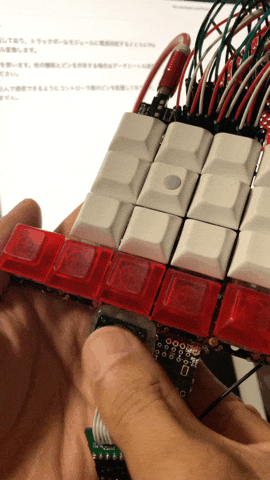 テスト用自作キーボードでトラックボールが動いたところ(GIF)