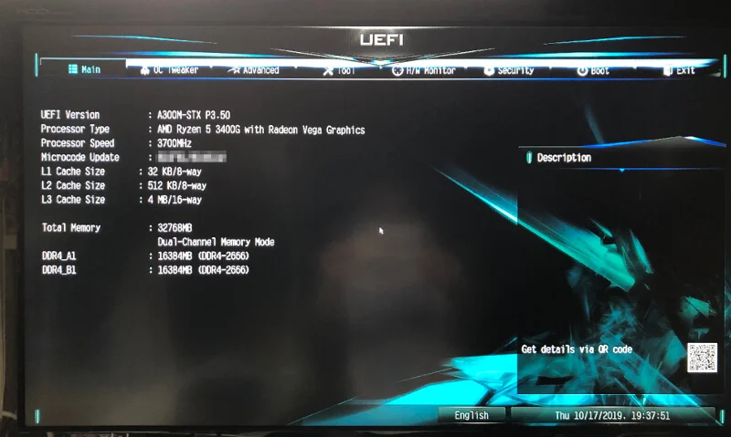 RyzenでDeskMiniが使えるA300でモニターにつないで中身を確認