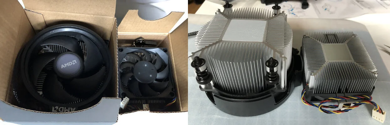 RyzenCPU付属のCPUファンとDeskMini付属CPUクーラーの比較