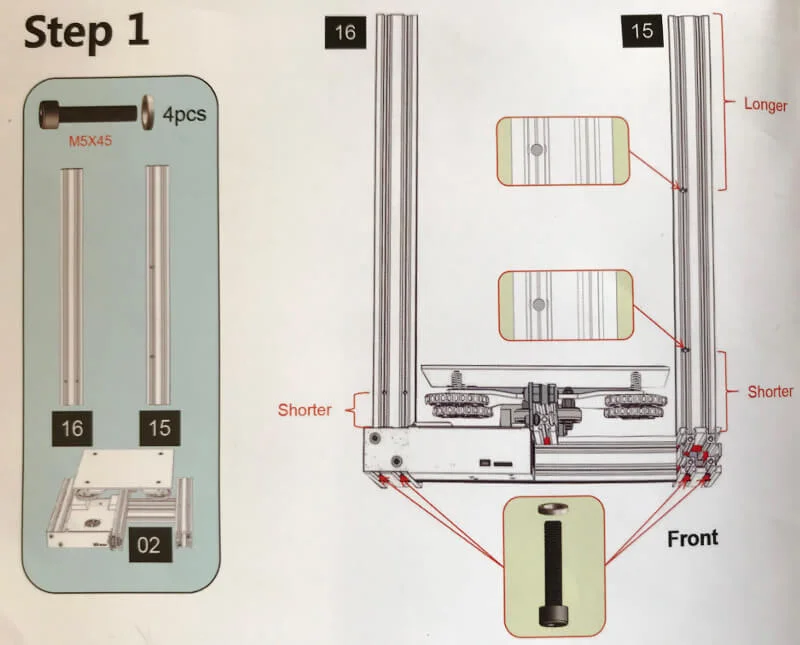 Ender-3xの支柱をつける
