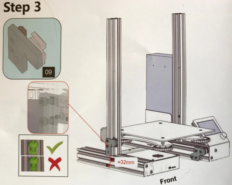 Ender-3xにベッドの高さを決めるパーツを入れる