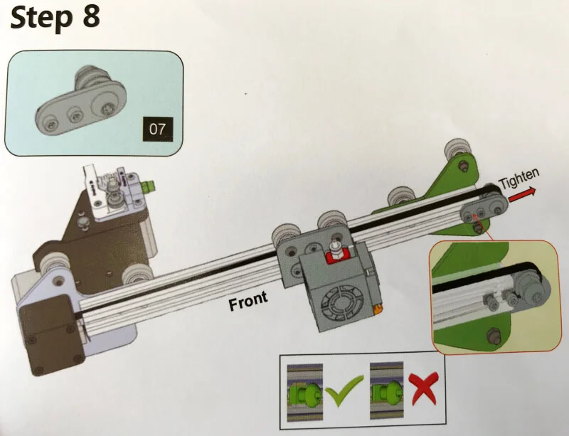 X軸のゴム調整パーツを付ける