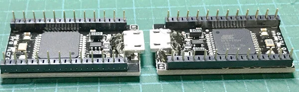 ProMicroの差込口が取れないよう接着剤で固定する