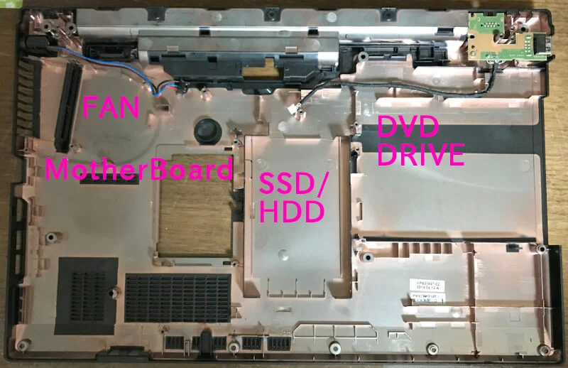 Fujitsu LIFEBOOK「A574/H」の底面のカバー内側