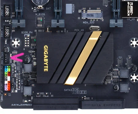 GA-Z170X-UD3のケースファンケーブル2本目を接続する場所