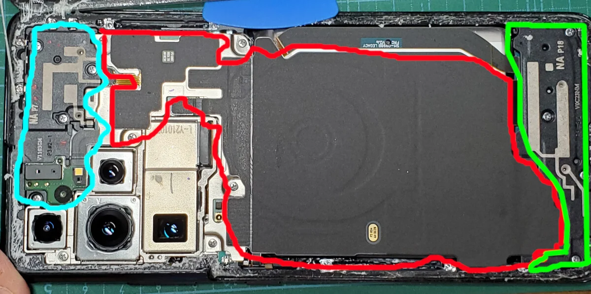 androidスマホのGalaxy S21 Ultraの分解〜大ざっぱに