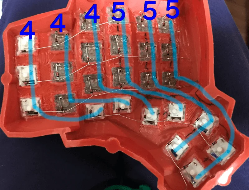 空中配線の自作キーボードCOLのハンダ