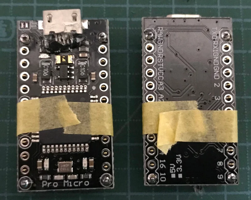 Pro Microにコンスルーをはんだ付けする