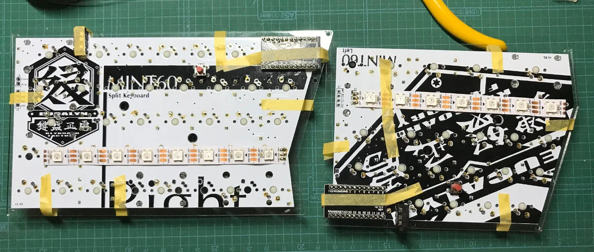 Mint60ではんだ付けが終了したところ