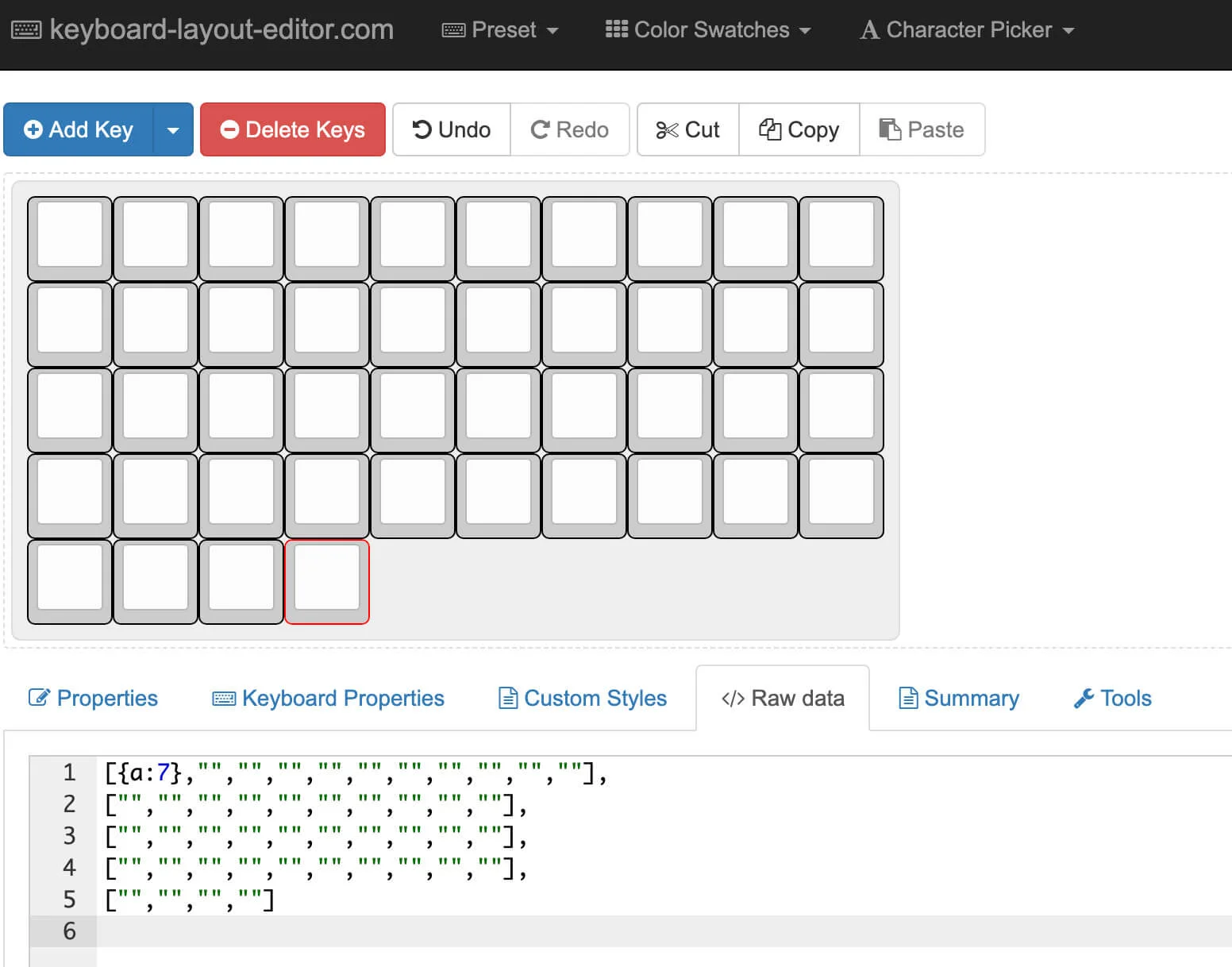 キーボードのレイアウトを作成