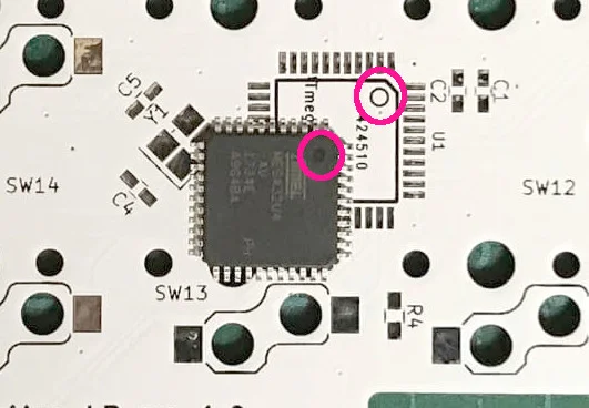 miniaxe（lp）のPCBにMPU（atmega32u4）をはんだ付けする