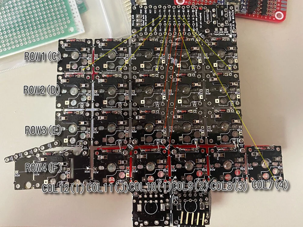su120でCOLとROWのラインをPromicroにつなげる（2）