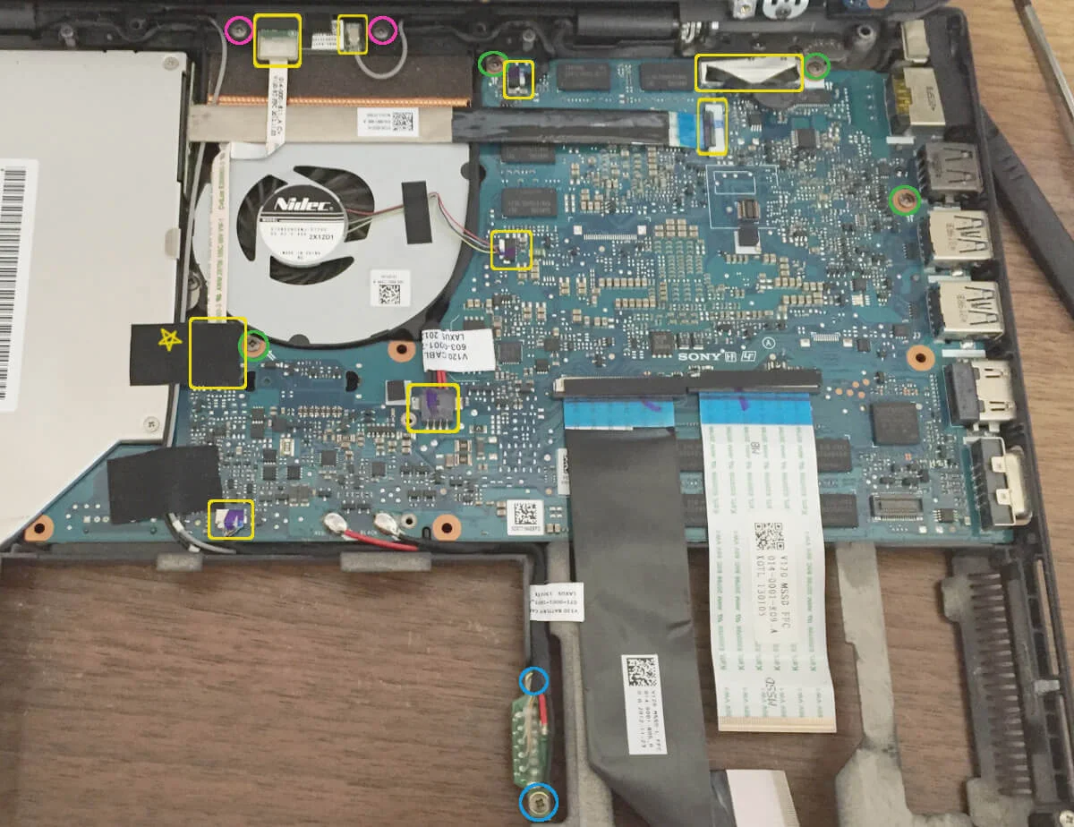 VAIO Sシリーズのマザーボードを外す